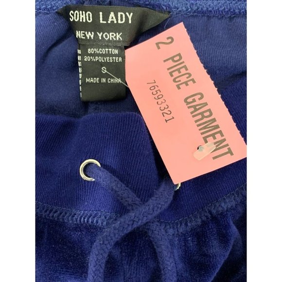 Small Soho Lady Two Piece Purple Velour Sweat Suit Track Y2K New - Picture 8 of 9